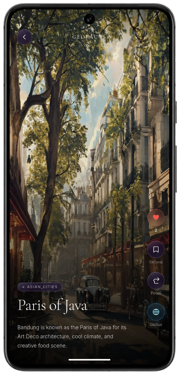 Antropeo feed card for Paris of Java, describing Bandung's Art Deco architecture