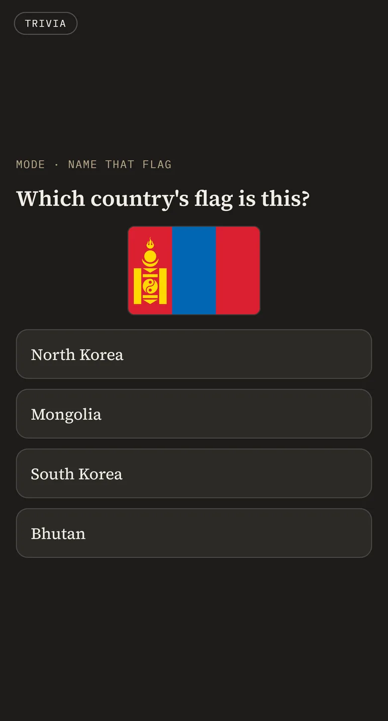 A trivia card: which country’s flag is this?