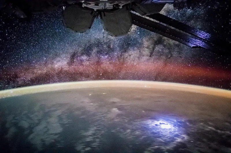 The Milky Way photographed from the International Space Station, looking toward the center of the galaxy