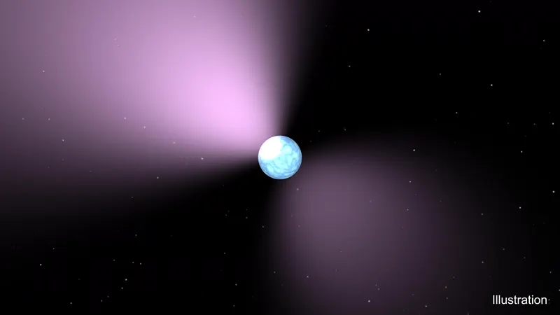 NASA artist's concept of a pulsar, a spinning neutron star sending out beams of radiation like a lighthouse