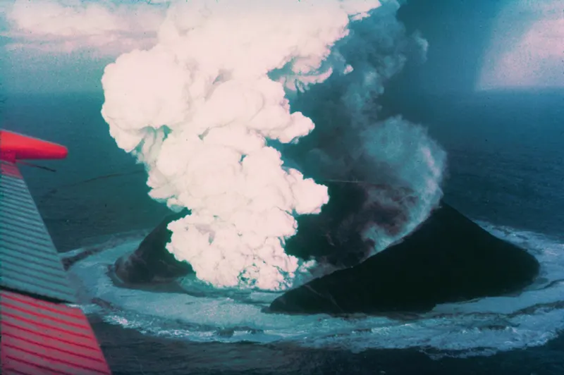 Surtsey erupting out of the sea off Iceland, 30 November 1963